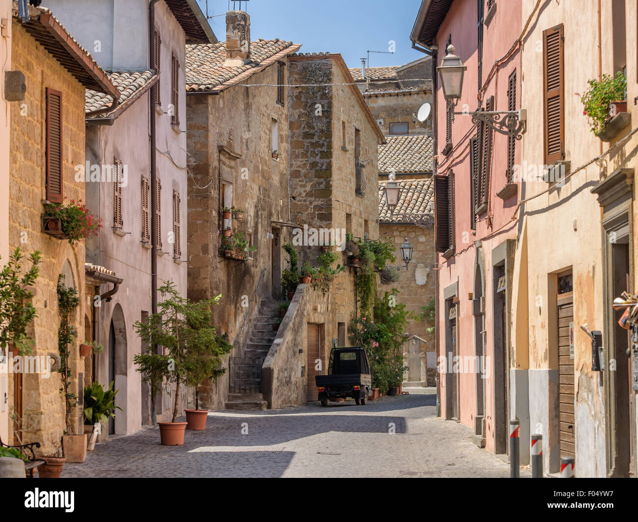 Le piccole strade ad Orvieto in Umbria, Italia Foto Stock