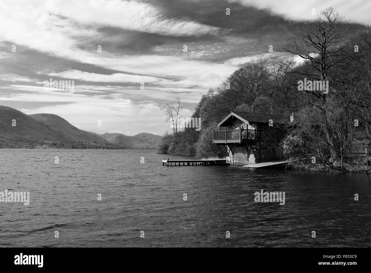 Il Duca di Portland boathouse in Ullswater, Parco Nazionale del Distretto dei Laghi, Cumbria, England, Regno Unito Foto Stock