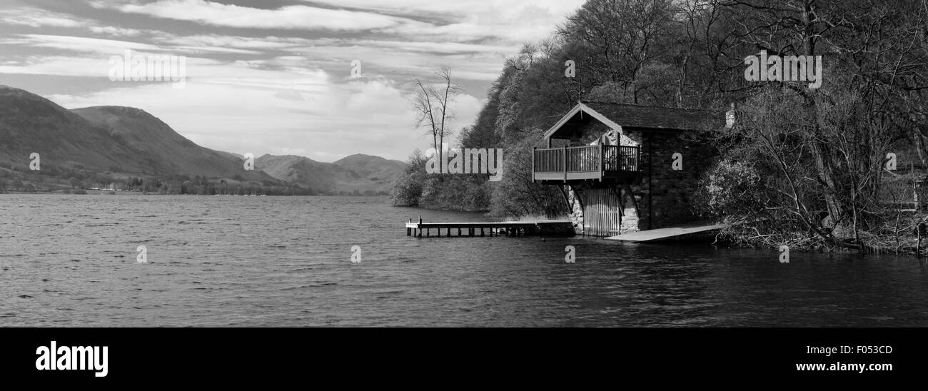 Il Duca di Portland boathouse in Ullswater, Parco Nazionale del Distretto dei Laghi, Cumbria, England, Regno Unito Foto Stock