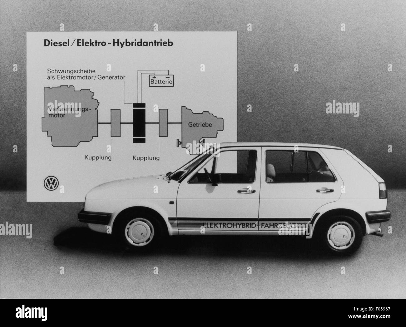Trasporto / trasporto, auto, varianti di veicoli, Volkswagen, VW Golf, veicolo di prova con guida ibrida, anni 80, diritti aggiuntivi-clearance-non disponibile Foto Stock