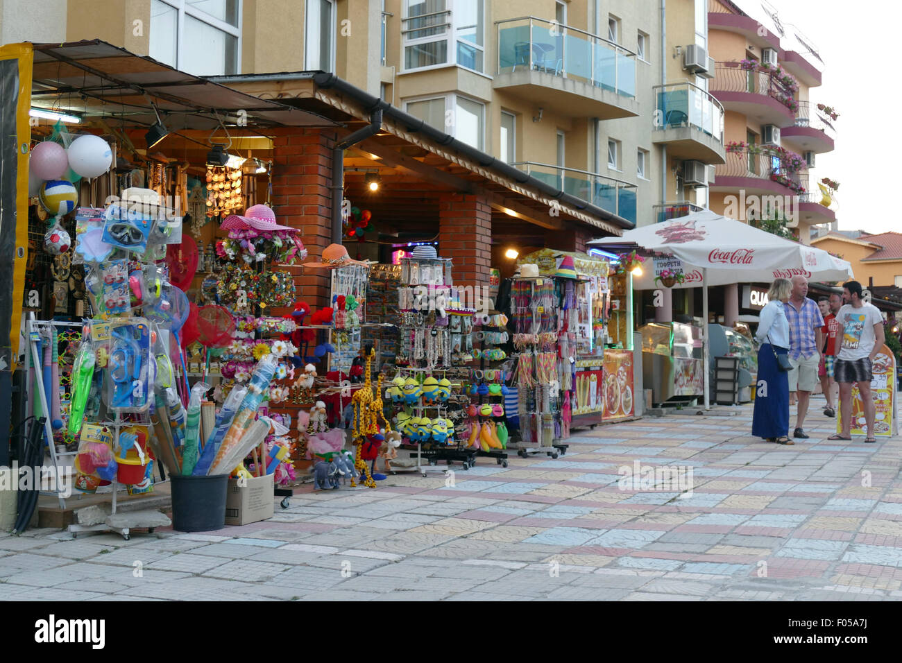 Il litorale bulgaro del Mar Nero, Primorsko, Sergio central street. Foto Stock