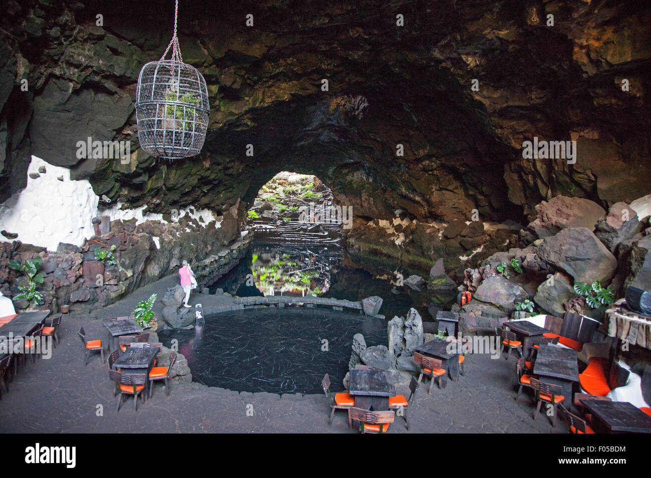 Il lago e la grotta di Jameos del Agua a Lanzarote nelle Canarie Spagna Foto Stock