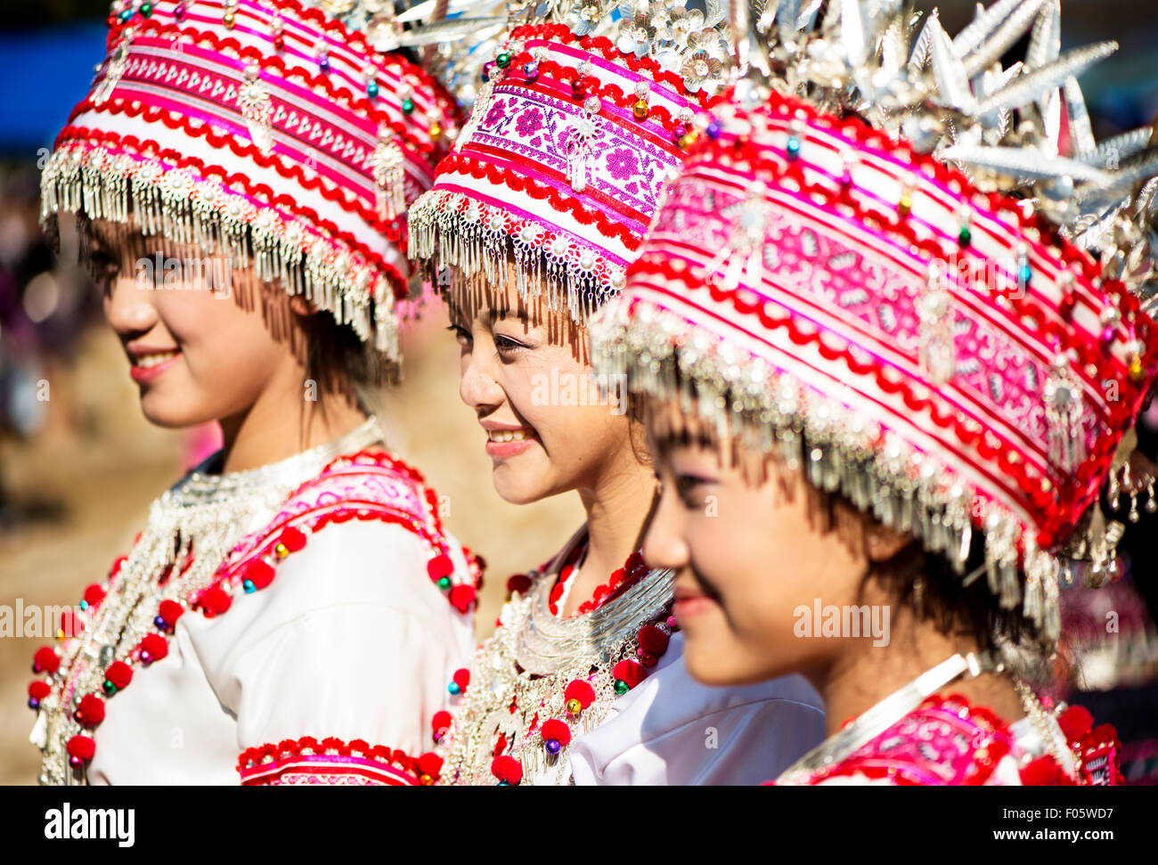 Popolo Hmong al loro nuovo anno festival in Chiang Mai, Thailandia, in Asia. Foto Stock