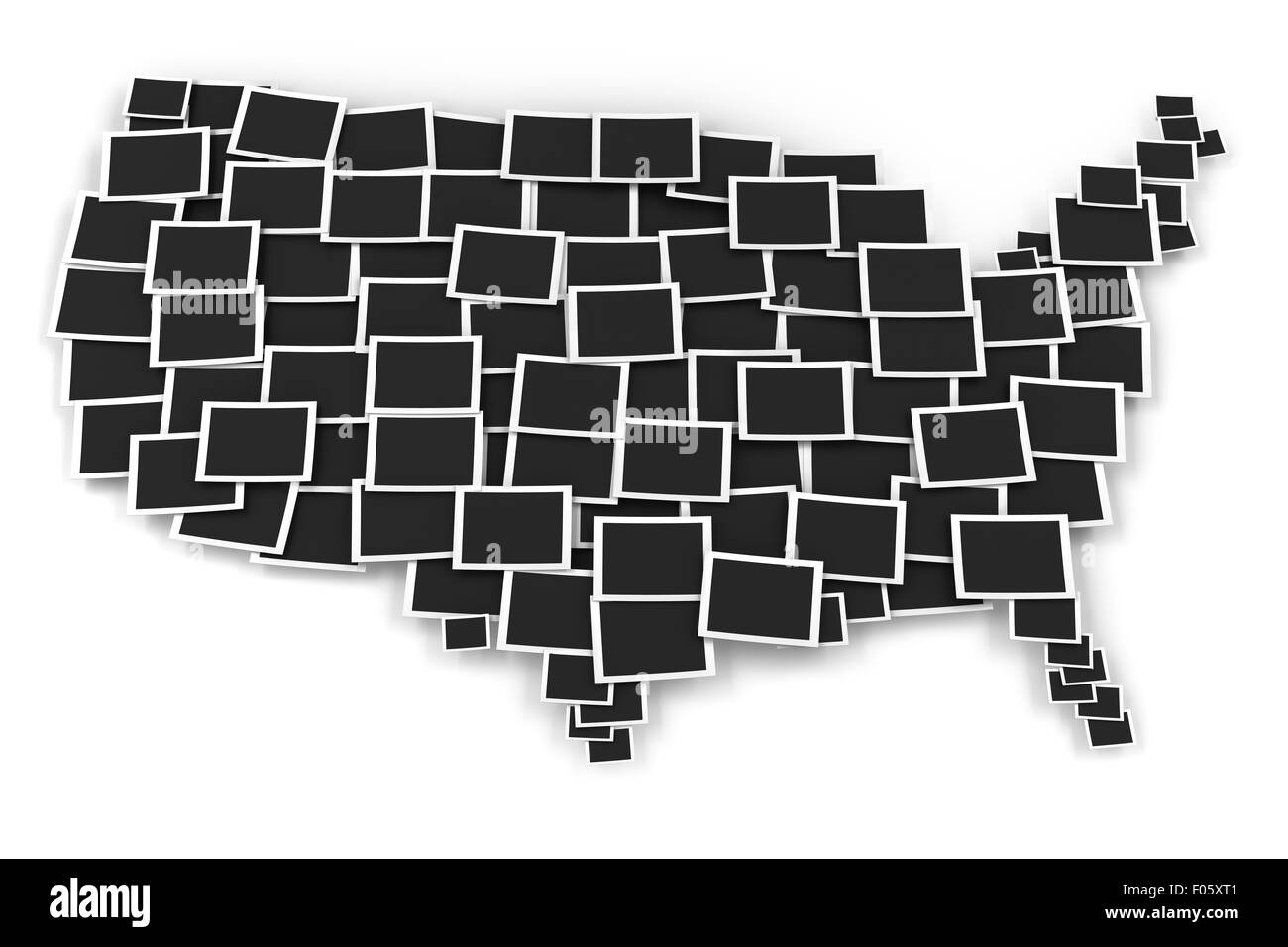 Mappa di Stati Uniti d'America formato dal fustellato cornici Foto Stock
