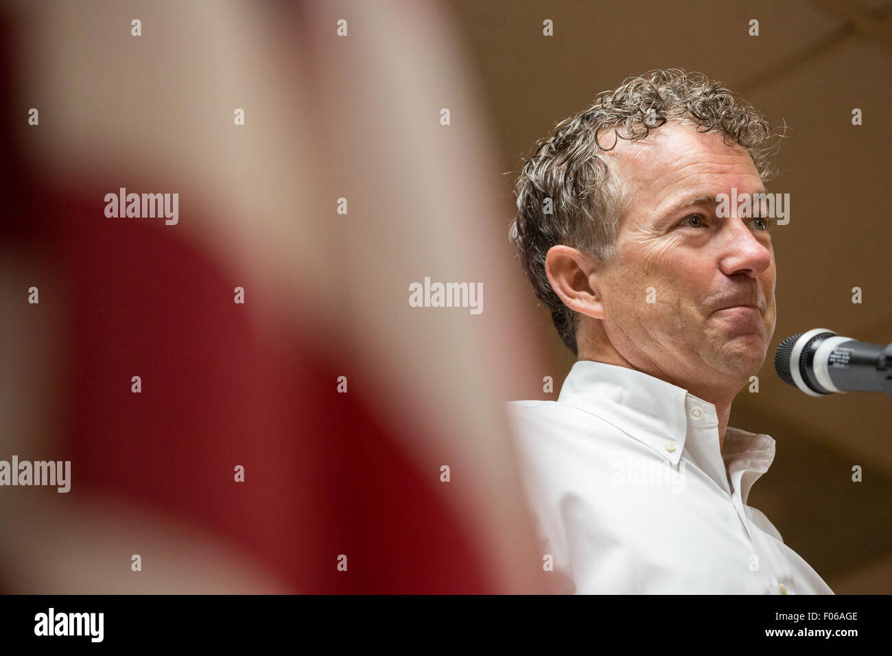 Goose Creek, South Carolina, Stati Uniti d'America. 8 Ago, 2015. Stati Uniti Il senatore e GOP candidato presidenziale Rand Paolo parla durante una campagna stop alla VFW Hall 8 Agosto 2015 in Goose Creek, Carolina del Sud. Foto Stock