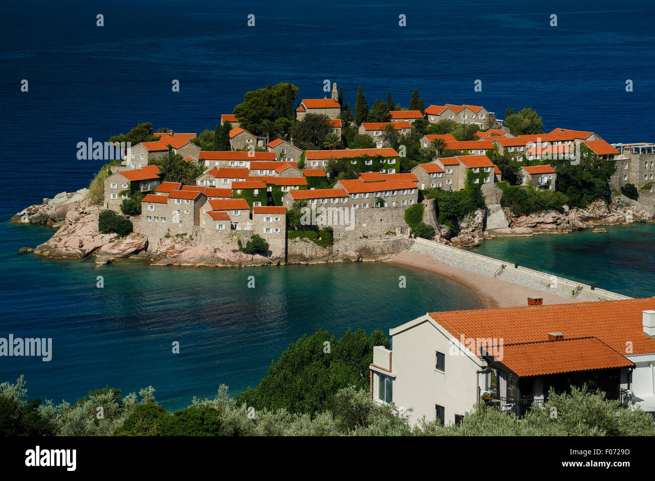 Sveti Stefan isola in Budva, Montenegro, Balcani Foto Stock