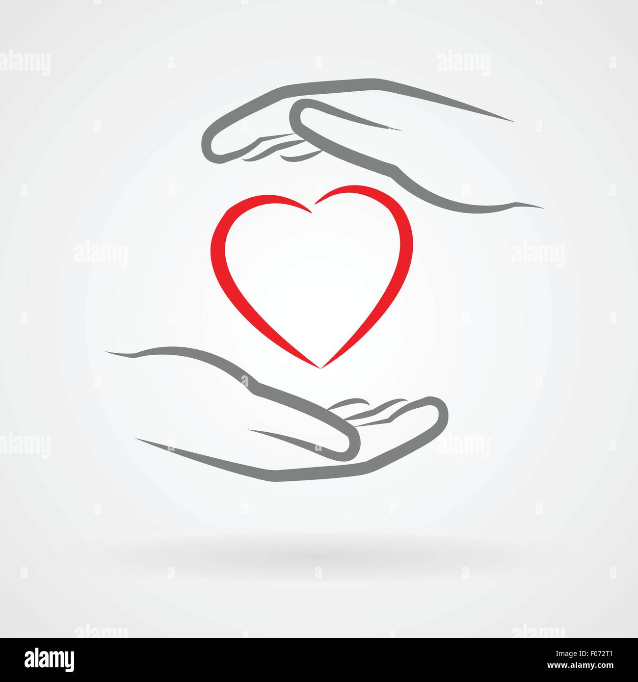 Le mani con il simbolo del cuore di icona come concetto di amore illustrazione vettoriale Illustrazione Vettoriale