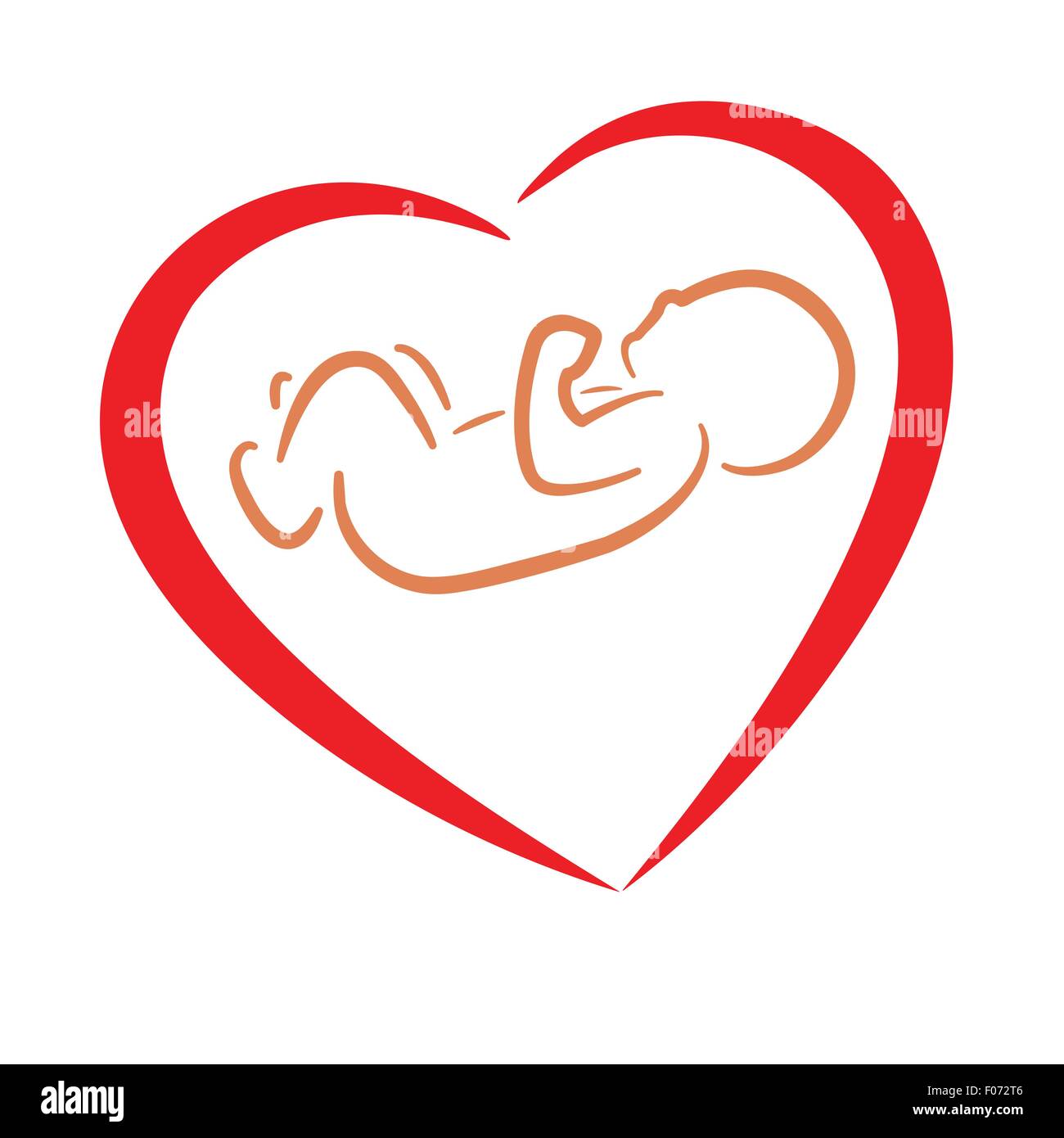 Cuore e neonato come genitore simbolo amore illustrazione vettoriale Illustrazione Vettoriale