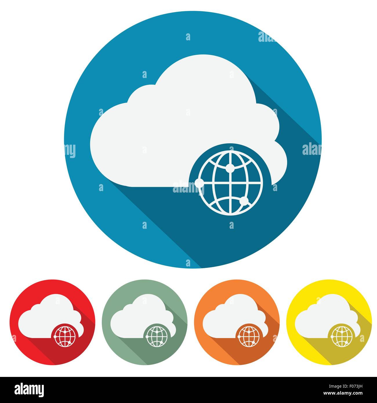 Internet storage cloud icona web design piatto illustrazione vettoriale. Illustrazione Vettoriale