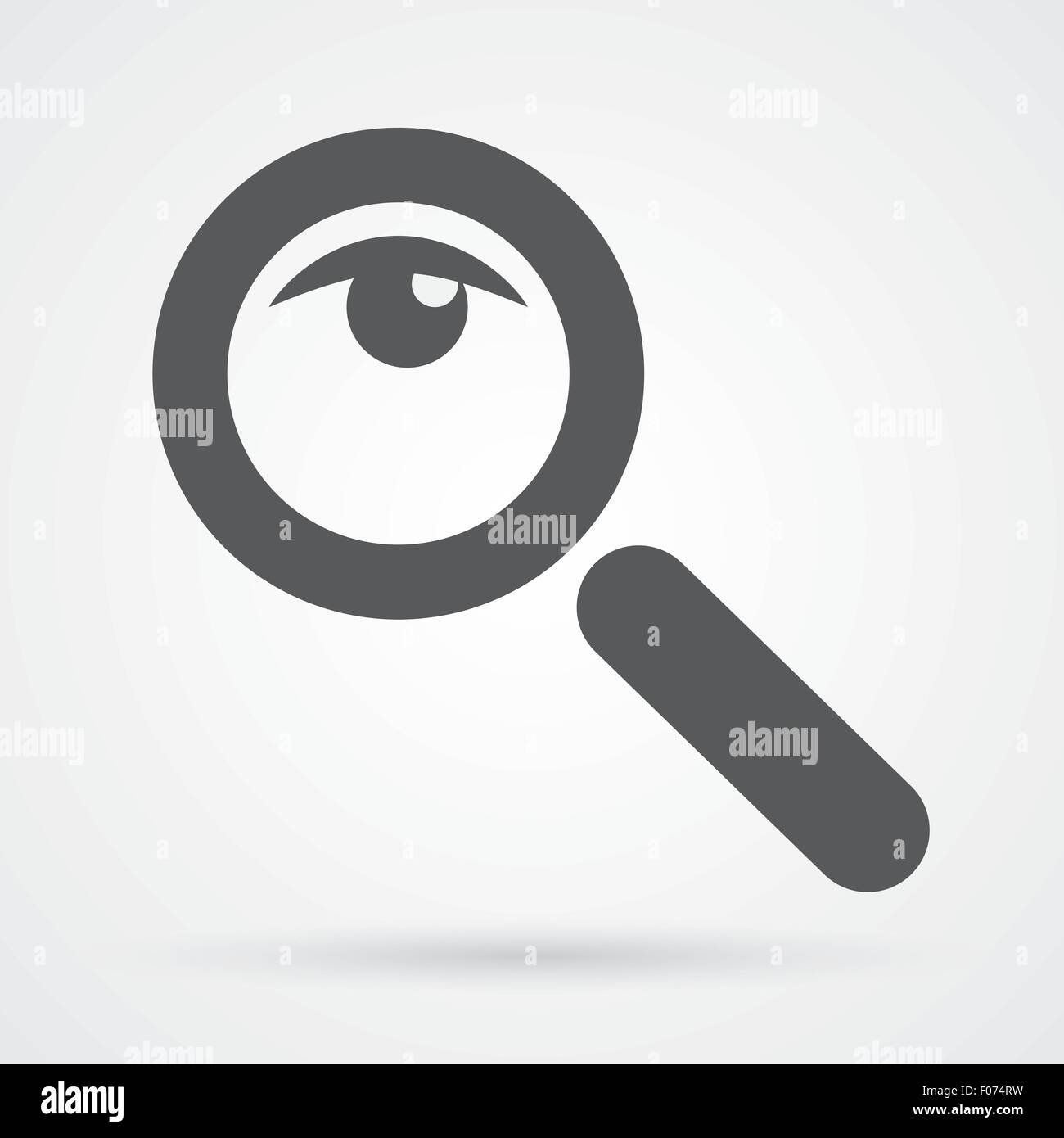 Lente di ingrandimento e di vetro icona occhio in bianco e nero il design piatto illustrazione vettoriale. Illustrazione Vettoriale