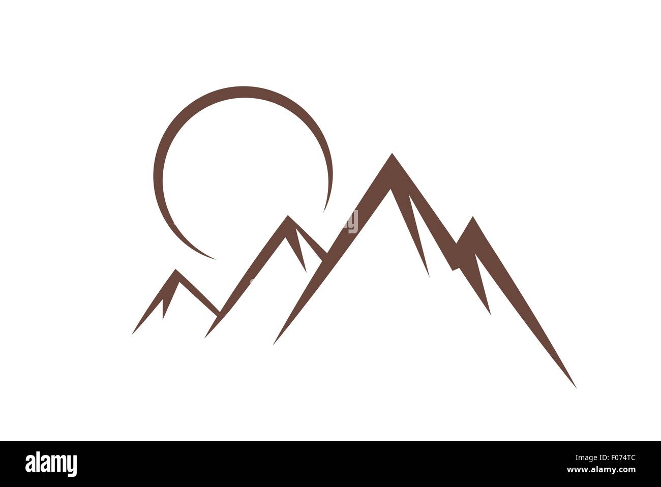 Tramonto di montagna simbolo icona illustrazione vettoriale Illustrazione Vettoriale