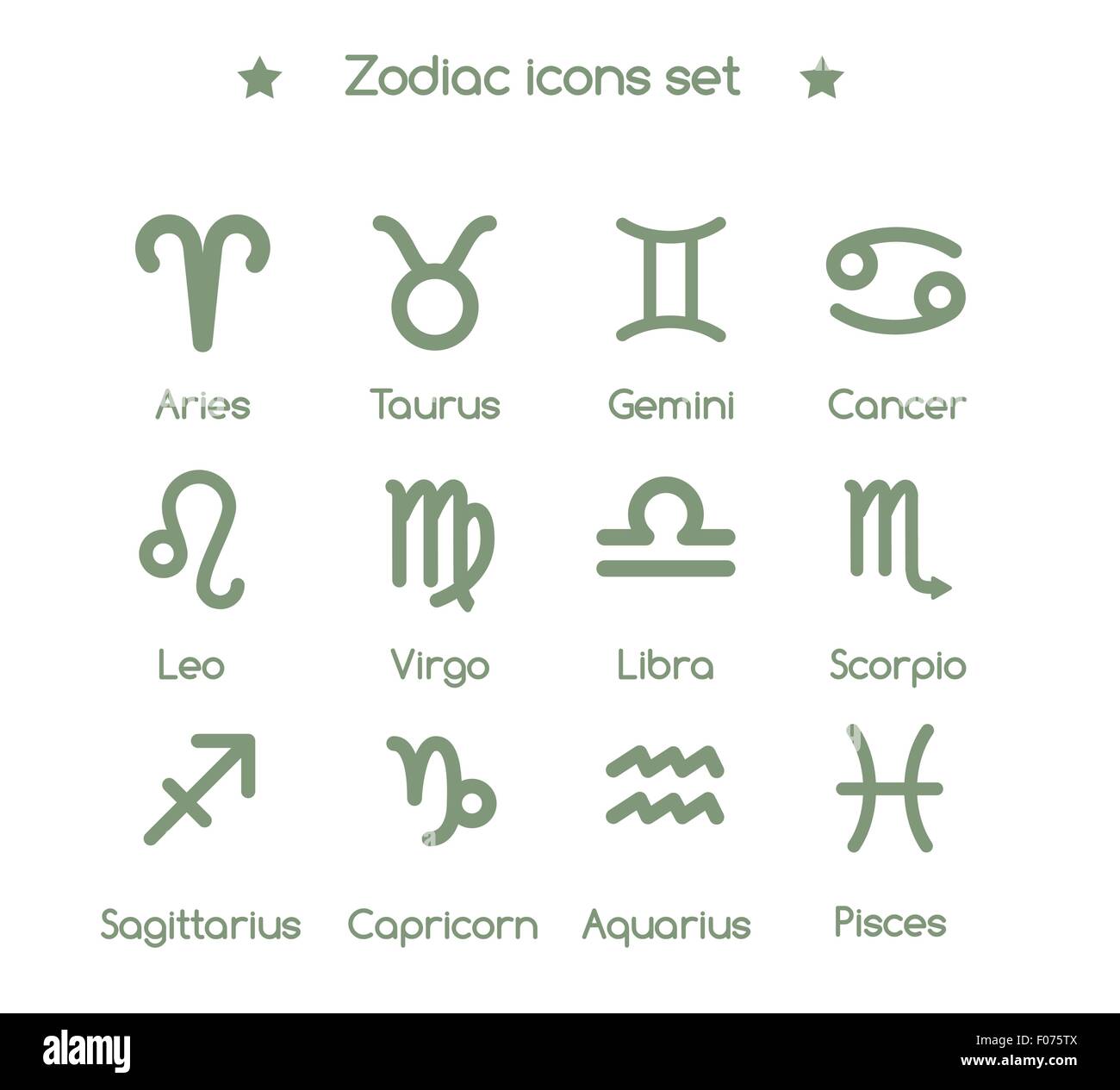 Zodiac set di icone illustrazione vettoriale Illustrazione Vettoriale