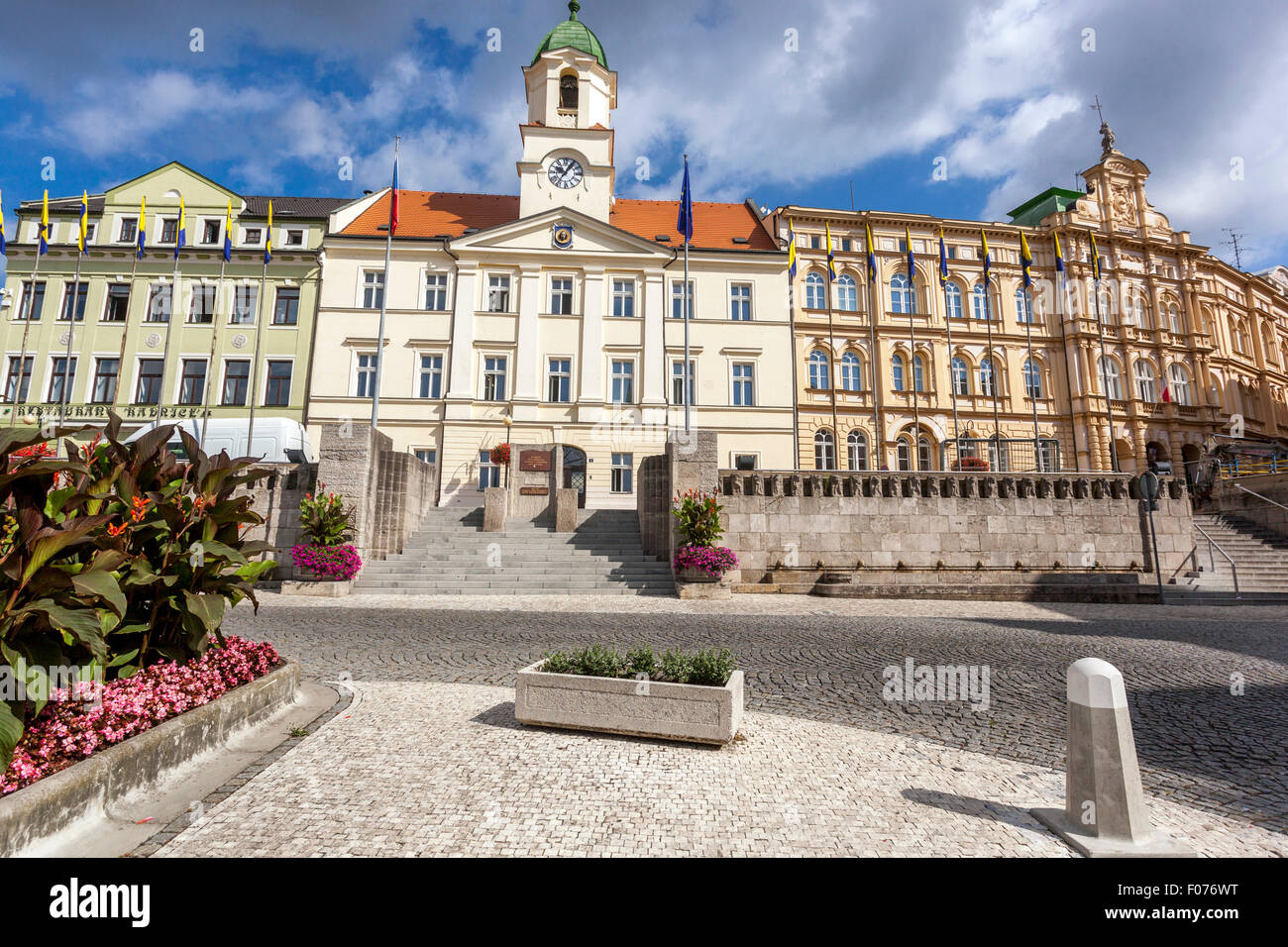 Town Hall, Teplice v Cechach, città termale, Boemia settentrionale, Repubblica Ceca Foto Stock