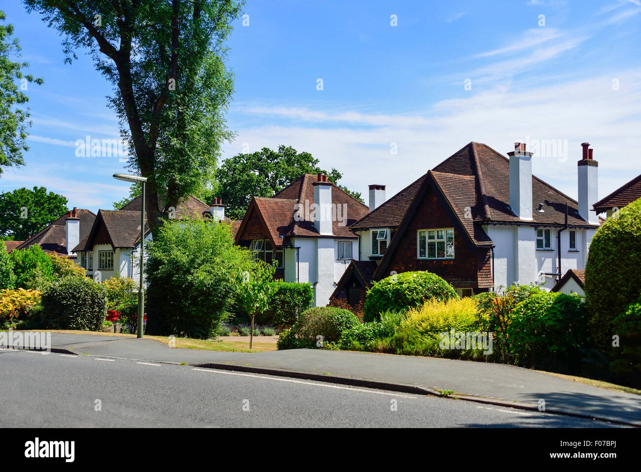 Case unifamiliari su Wilmerhatch Lane, Epsom Surrey, Inghilterra, Regno Unito Foto Stock