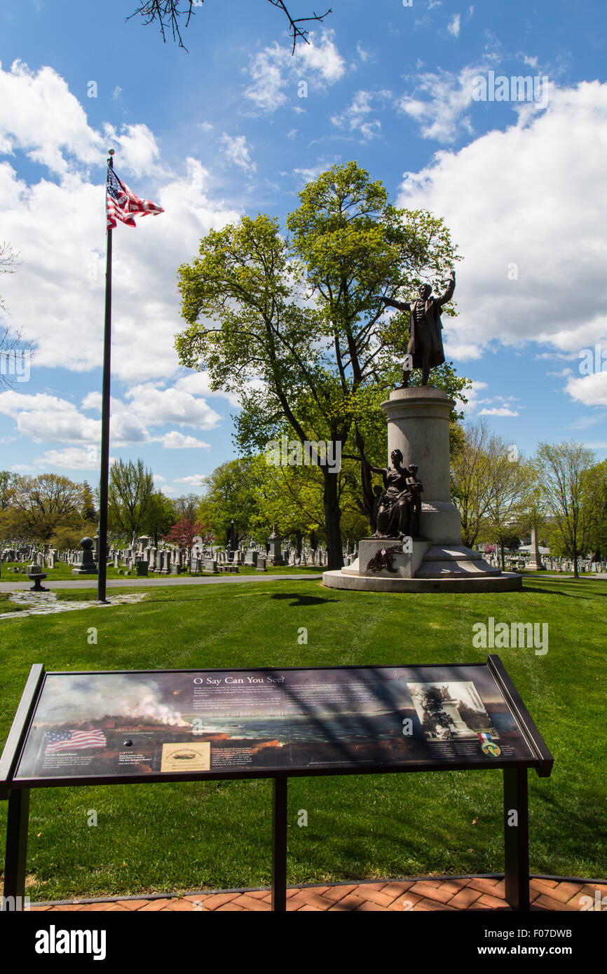 Il monumento di Francis Scott Key grave in Mount Olivet cimitero, vicino al centro cittadino di Federico, Maryland. Foto Stock