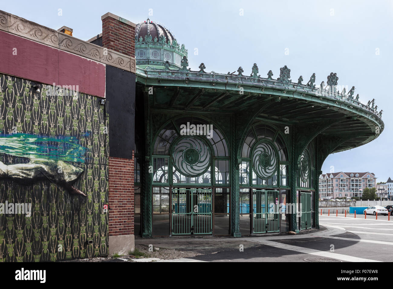 Giostra abbandonato edificio, Asbury Park, New Jersey Foto Stock
