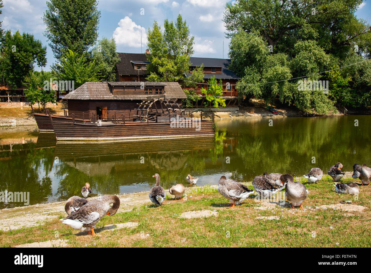 Mulino ad acqua sul piccolo Danubio vicino al villaggio di kolarovo, Slovacchia, europa Foto Stock