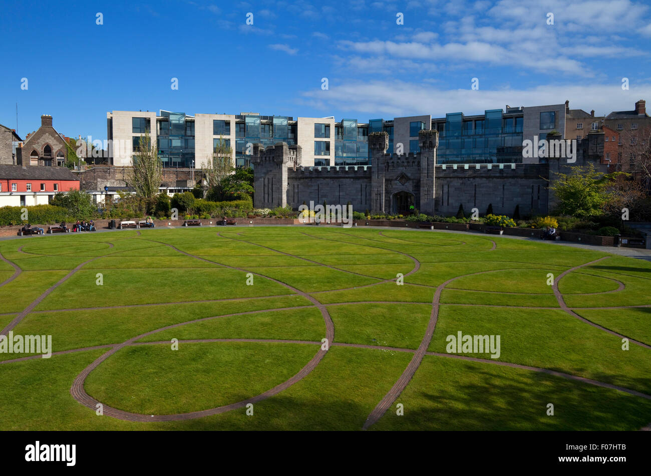 Dubh Linn Giardini dietro il Castello di Dublino, Dublino, Irlanda Foto Stock