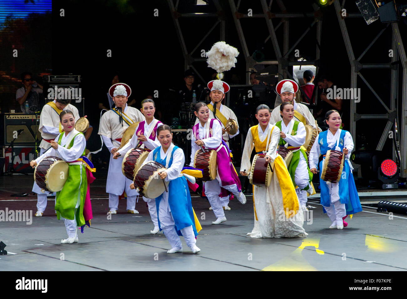 Londra, Regno Unito. 09 Agosto, 2015. Pan di eseguire sul palco del London Festival coreano 2015. Foto Stock