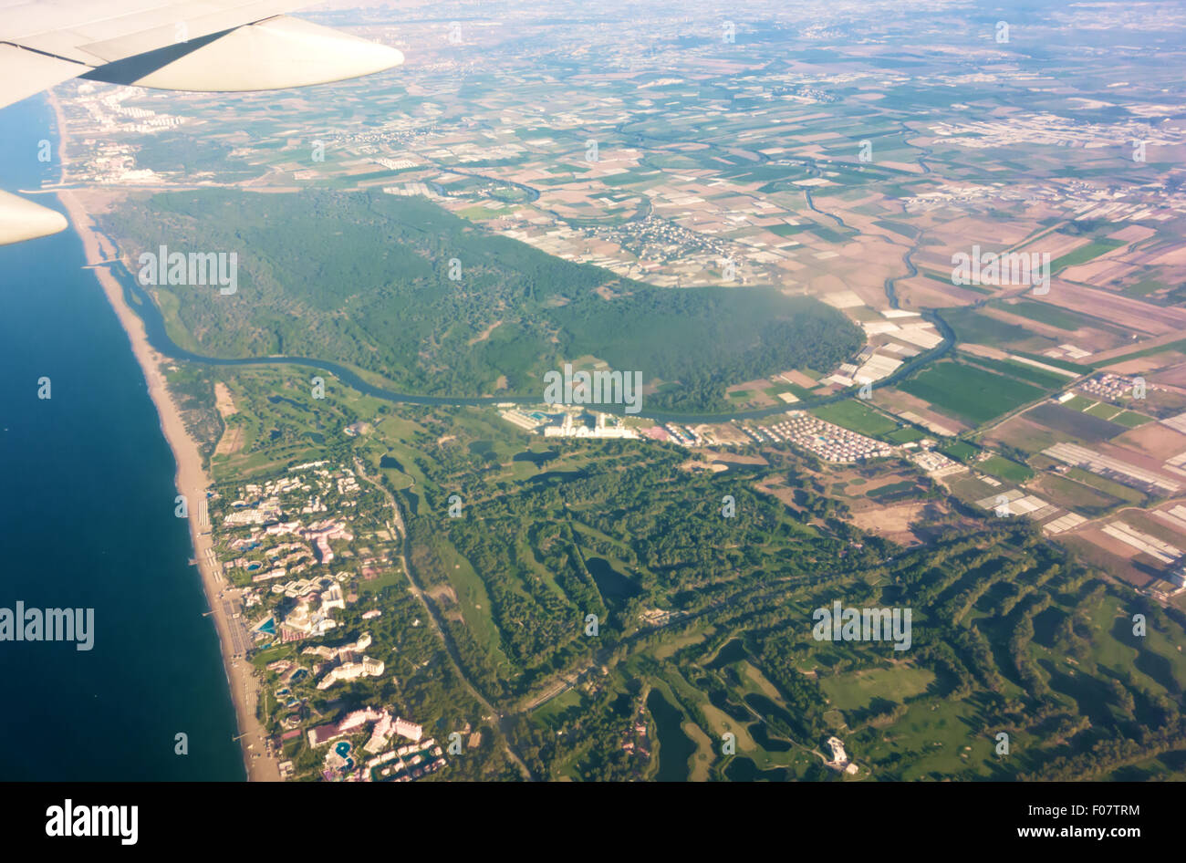 Visualizza la finestra di un aereo Foto Stock