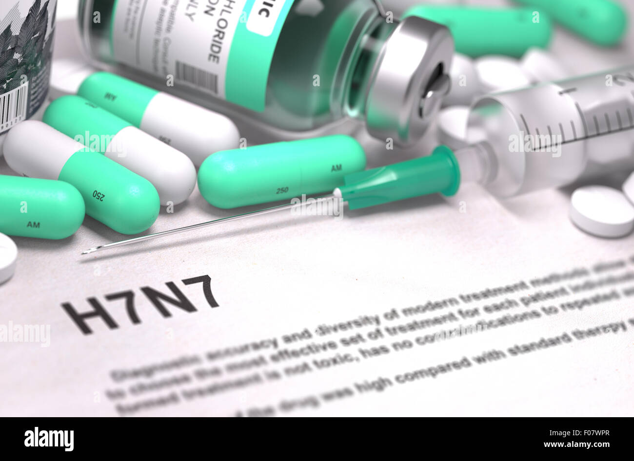 Diagnosi - H7N7. Concetto medico con sfondo sfocato. Foto Stock