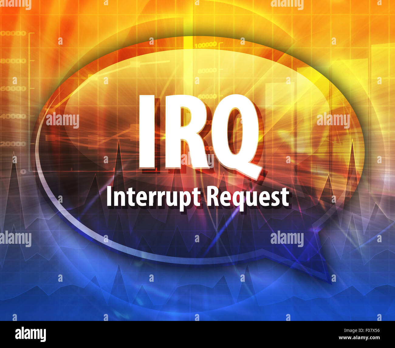 Fumetto illustrazione della tecnologia dell'informazione - acronimo abbreviazione termine definizione IRQ Interrupt Request Foto Stock