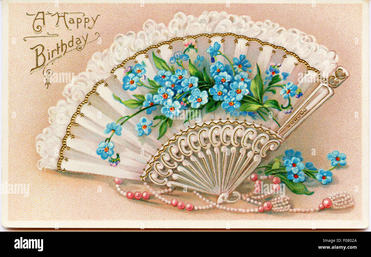 Vintage cartolina - Buon compleanno Foto Stock