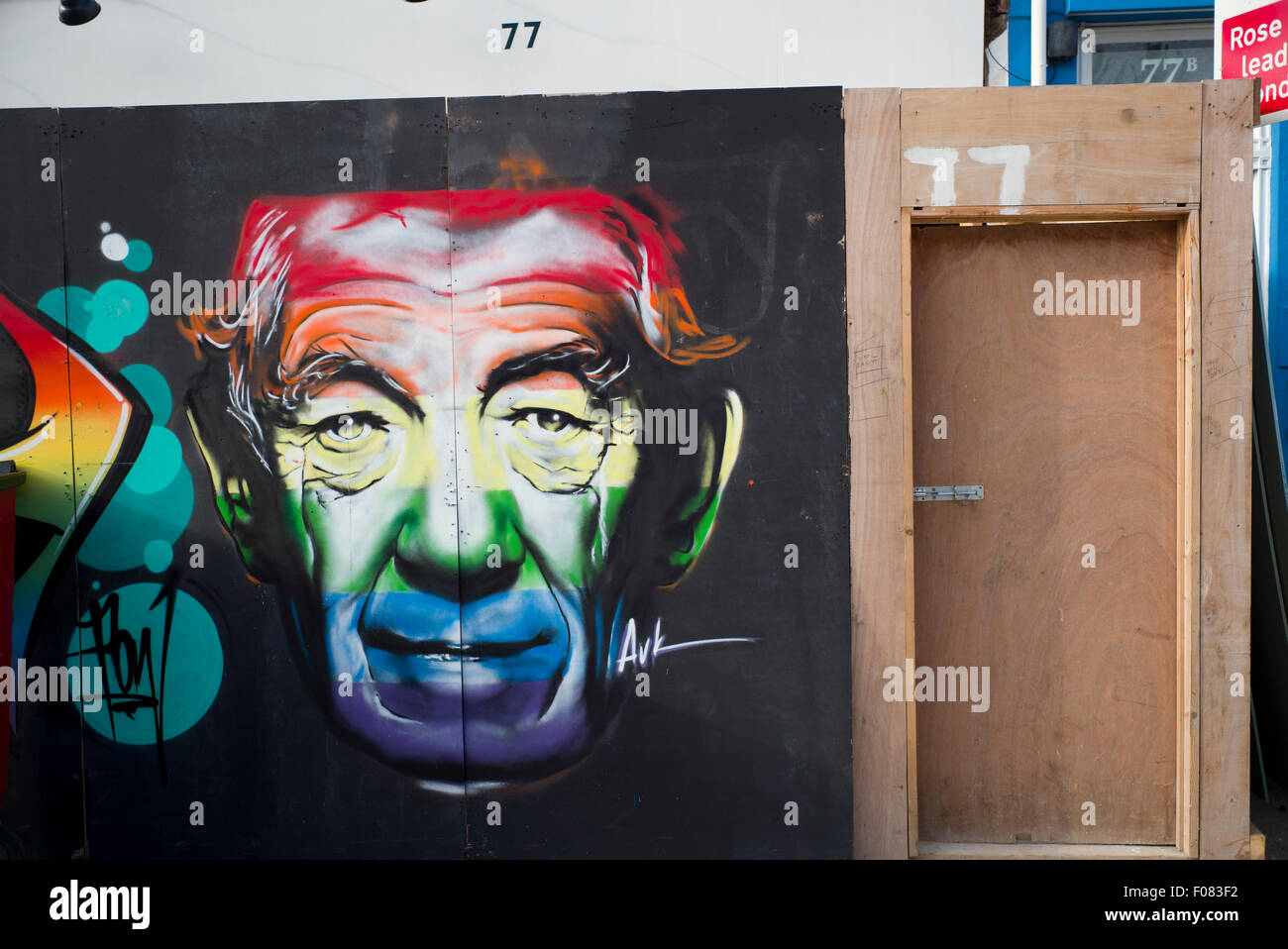 Graffiti Sir Ian Mckellen, Brighton Pride 2015 Foto Stock