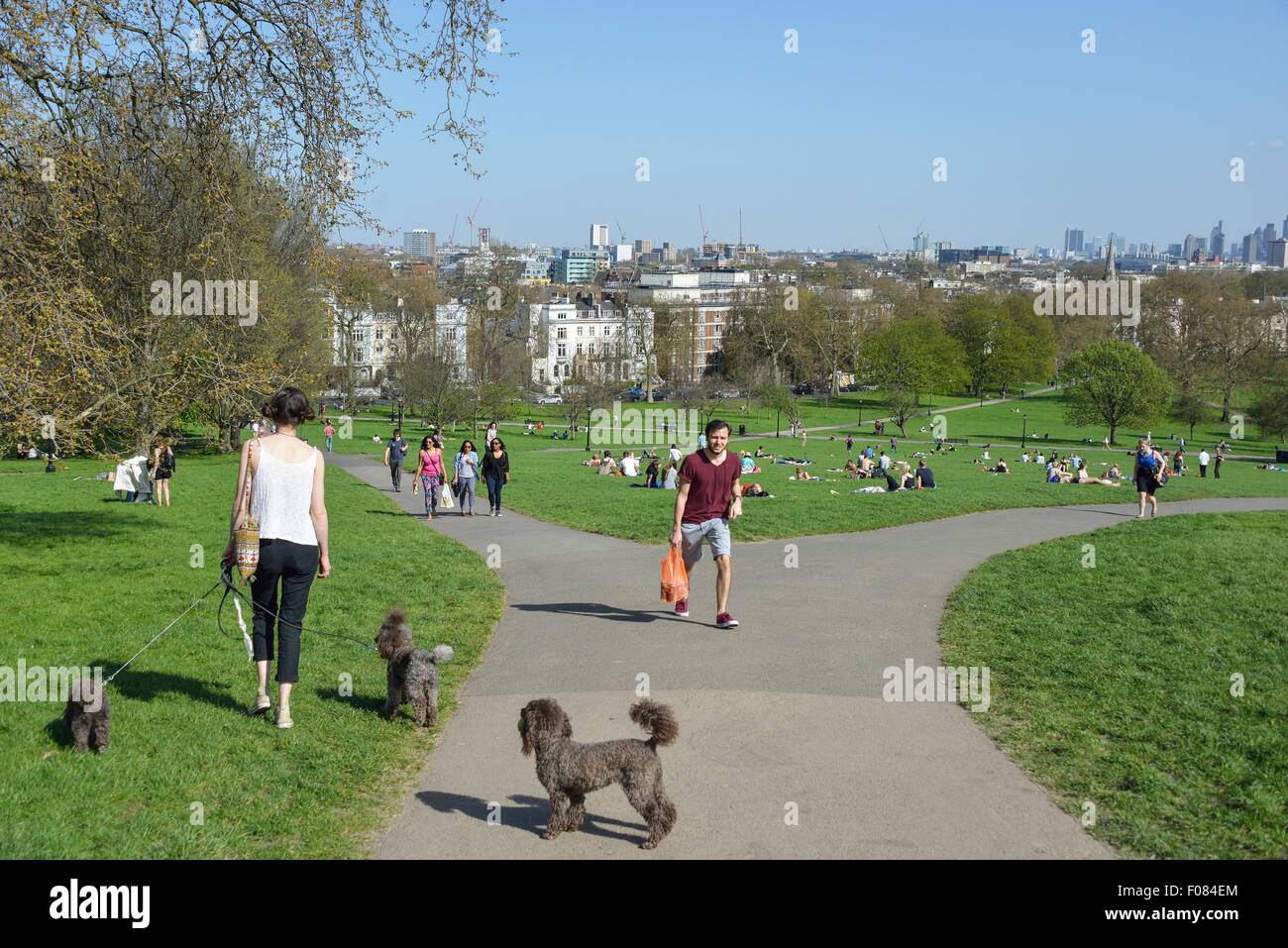 Vista del centro di Londra da Primrose Hill, London Borough of Camden, London, England, Regno Unito Foto Stock Vista del centro di Londra da Primrose Hill, London Borough of Camden, London, England, Regno Unito Foto Stock