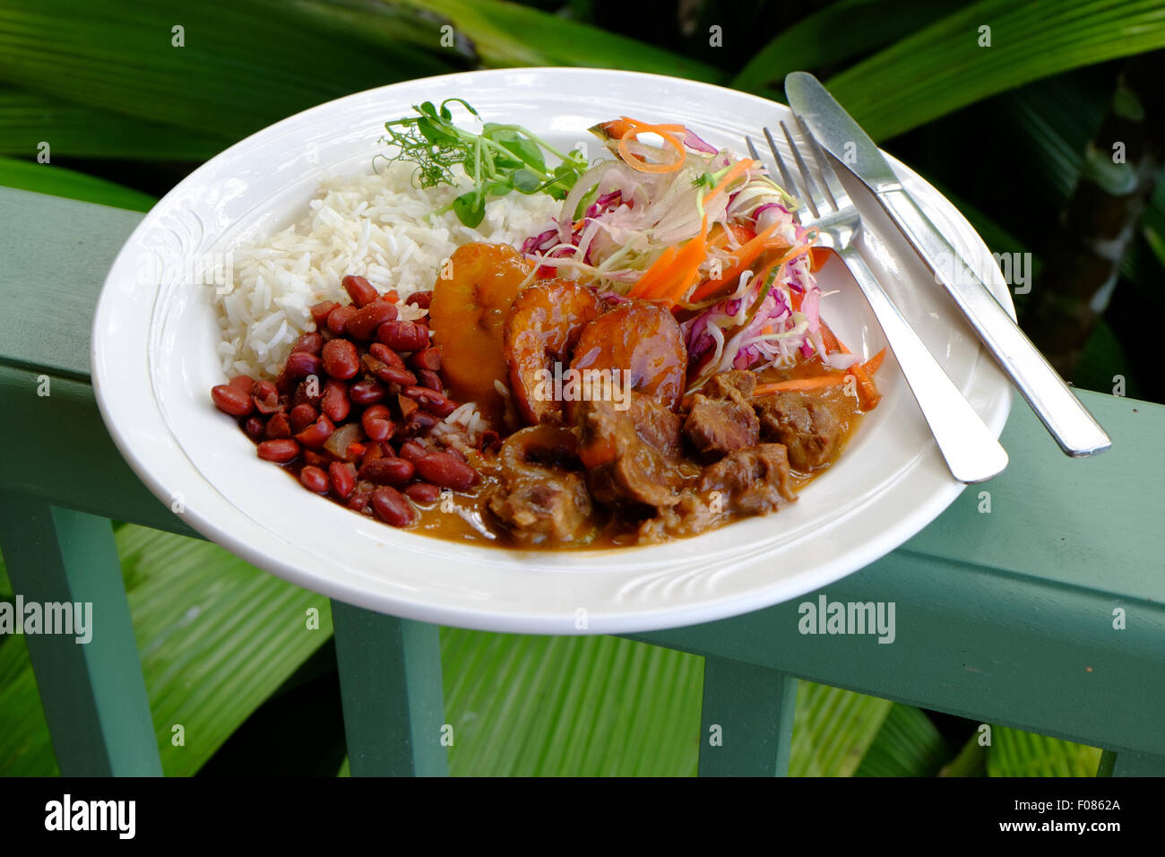 Tradizionale Costa Rican CASADO PIATTO DI CIBO Foto Stock