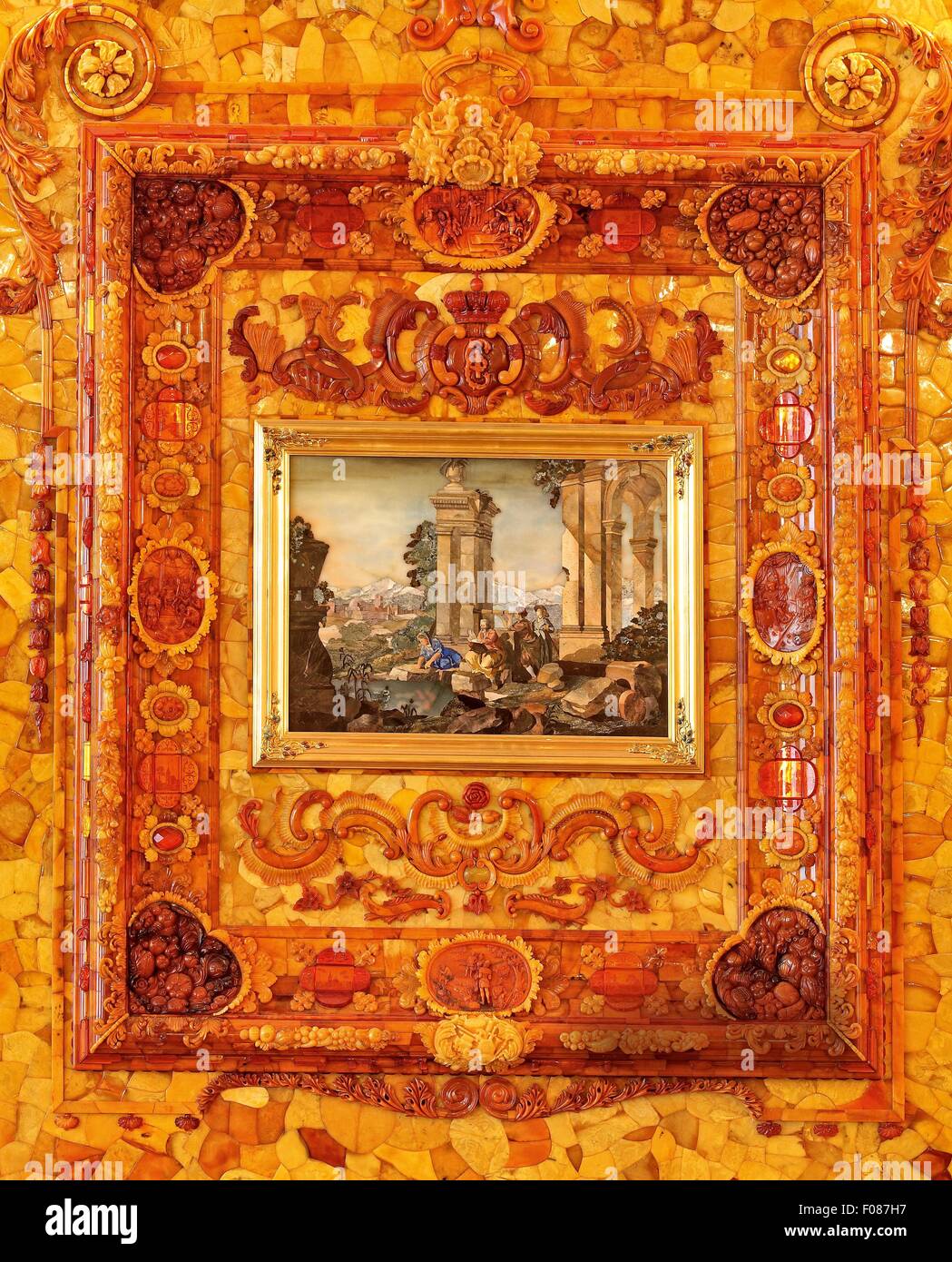 Close-up di pittura presso il Palazzo di Caterina di Carskoe Selo in Saint Petersburg, Russia Foto Stock