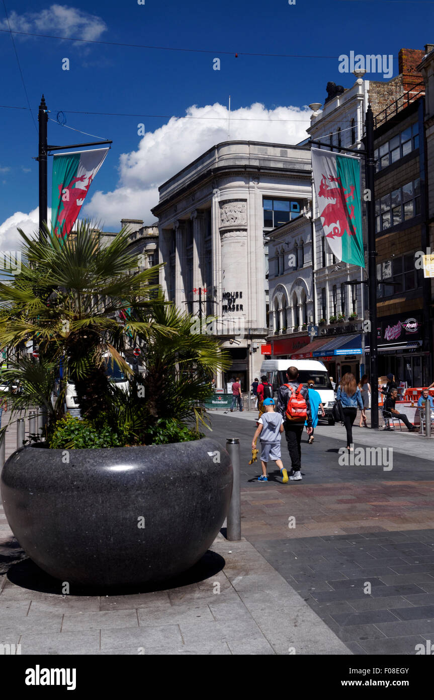 St Mary Street, Cardiff, Galles, UK. Foto Stock