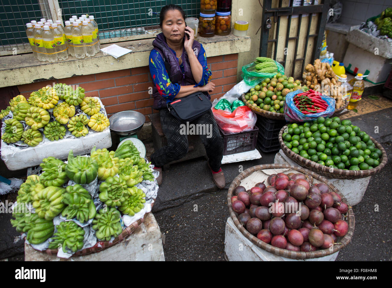 La frutta e la verdura in stallo il centro di Hanoi. Foto Stock