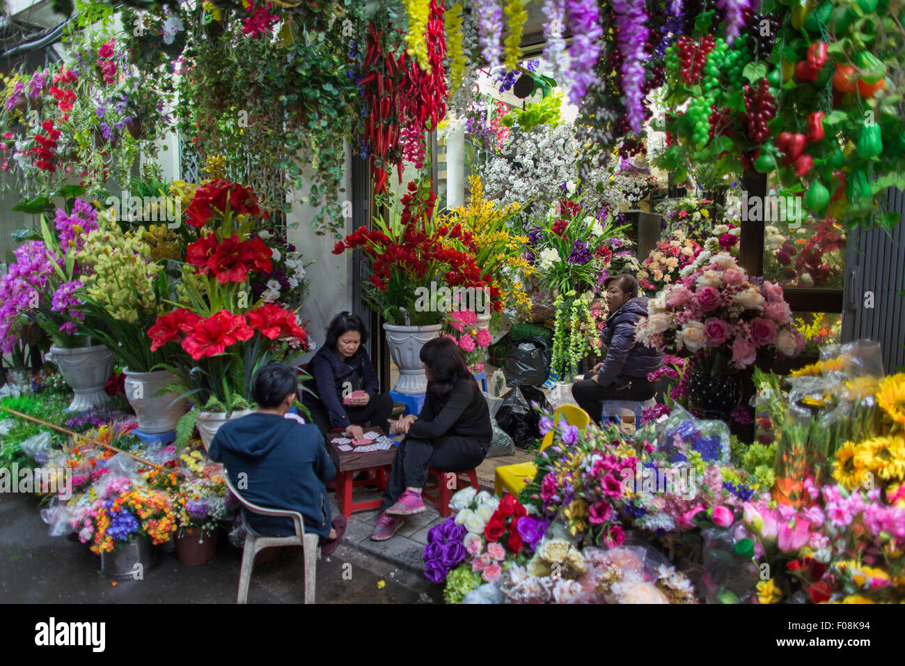 Flowershop ad Hanoi, Vietnam Foto Stock