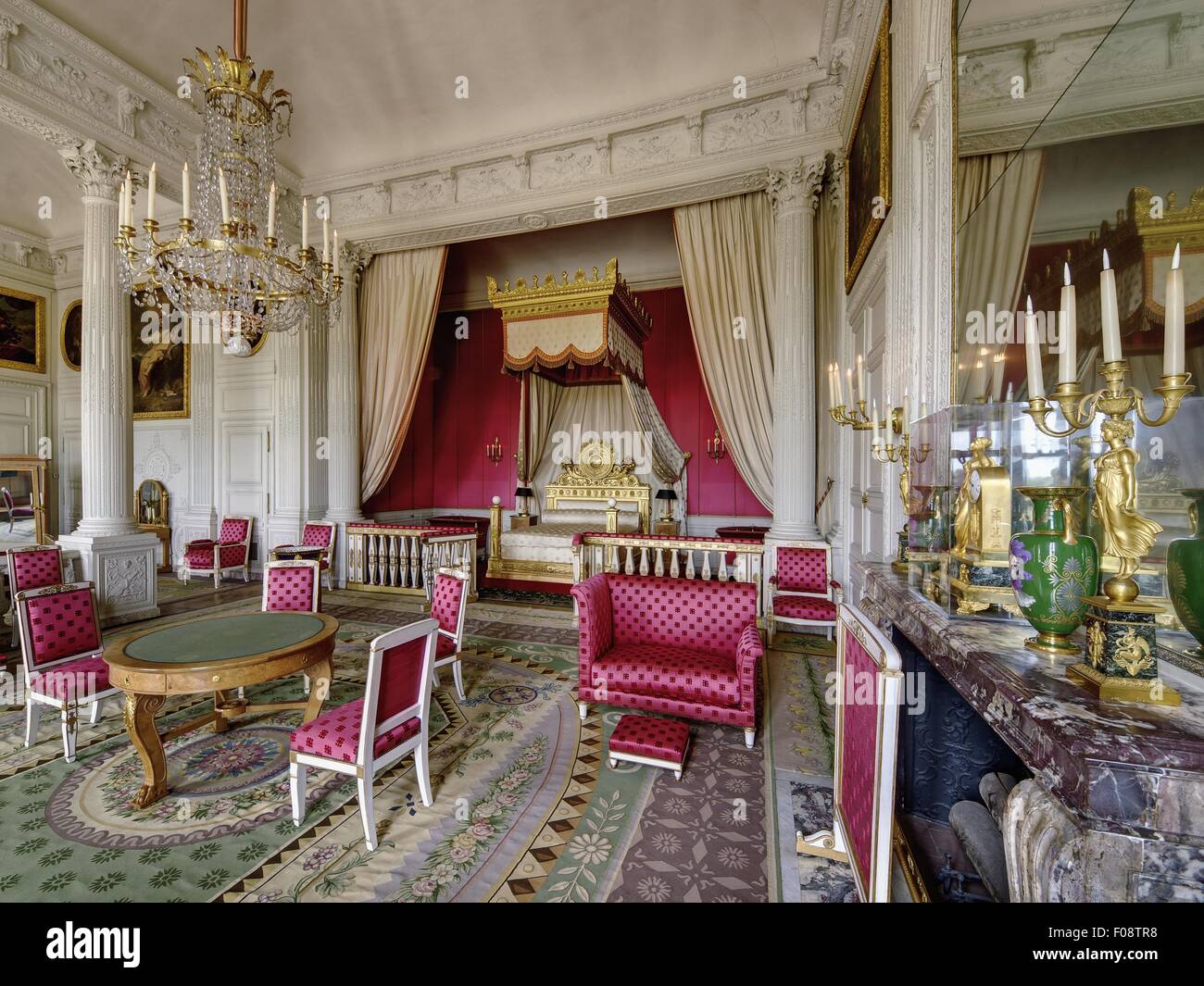 Camera da letto del Grand Trianon di Versailles, Francia Foto Stock