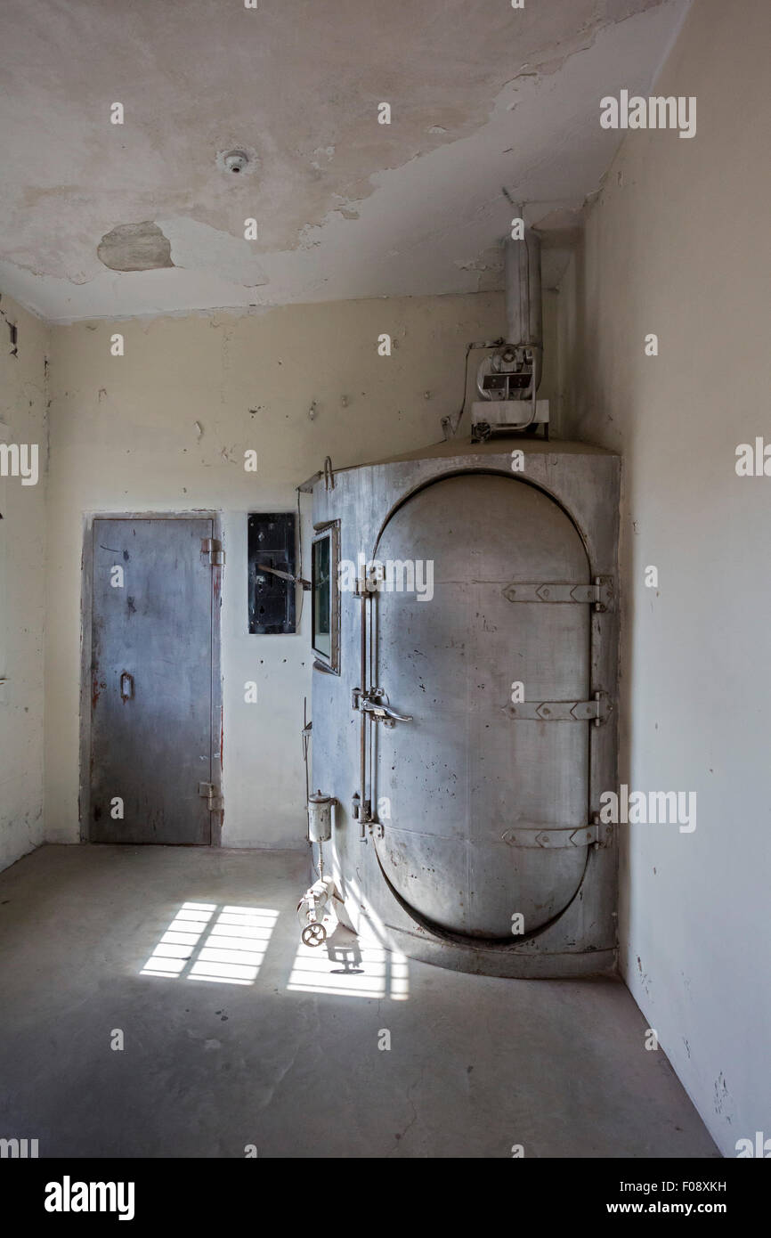 Rawlins, Wyoming - La camera del gas al precedente stato del Wyoming penitenziario. La prigione chiusa nel 1981. Foto Stock