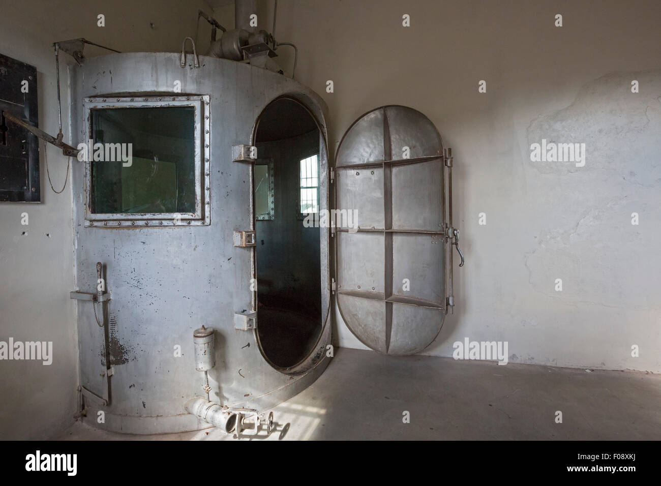 Rawlins, Wyoming - La camera del gas al precedente stato del Wyoming penitenziario. La prigione chiusa nel 1981. Foto Stock