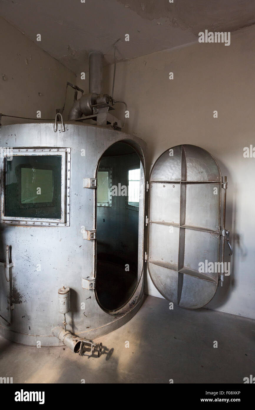 Rawlins, Wyoming - La camera del gas al precedente stato del Wyoming penitenziario. La prigione chiusa nel 1981. Foto Stock