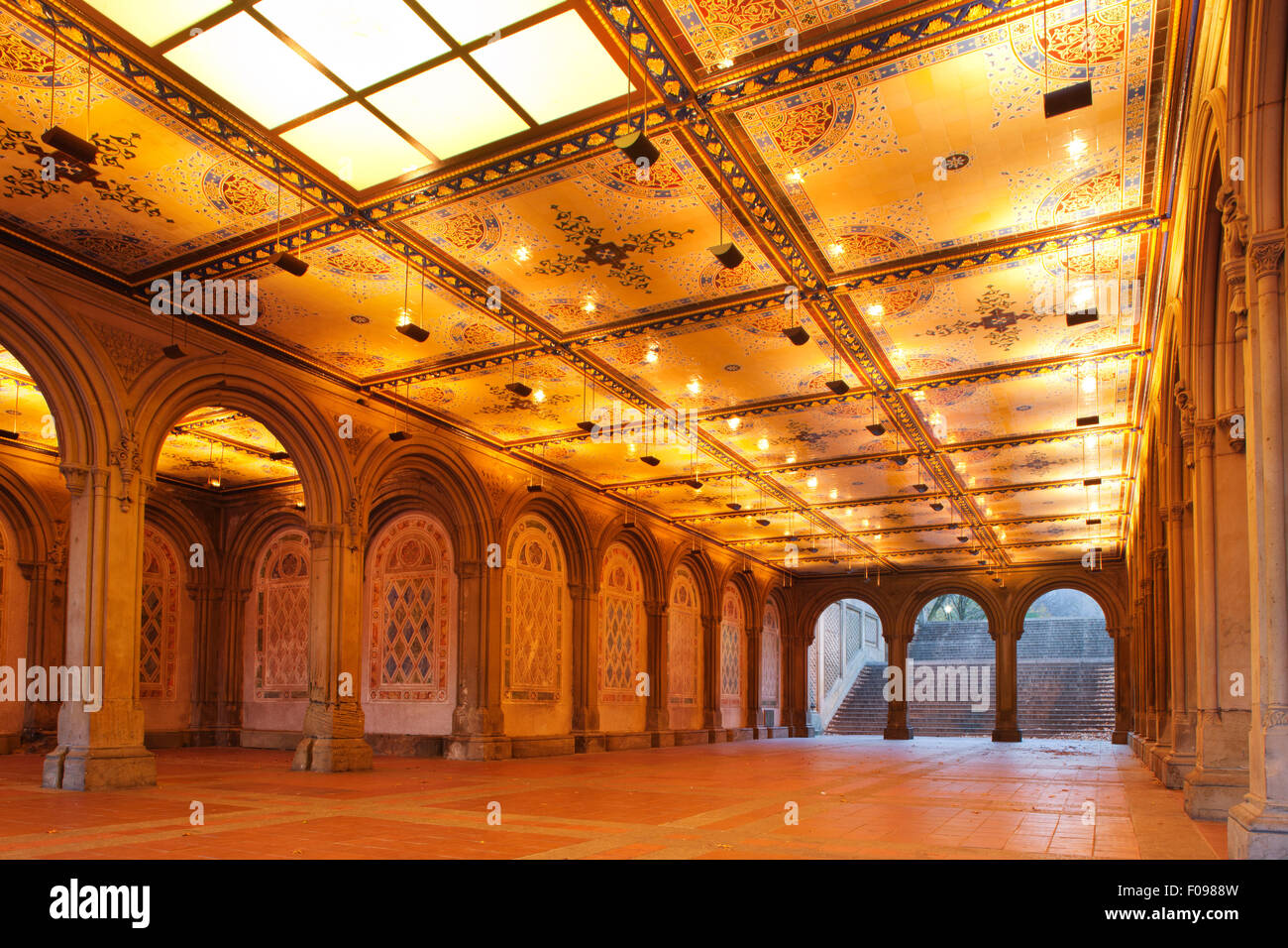 MINTON piastrella soffitto terrazza BETHESDA ARCADE (©JACOB WREY stampo 1860) CENTRAL PARK MANHATTAN NEW YORK CITY USA Foto Stock