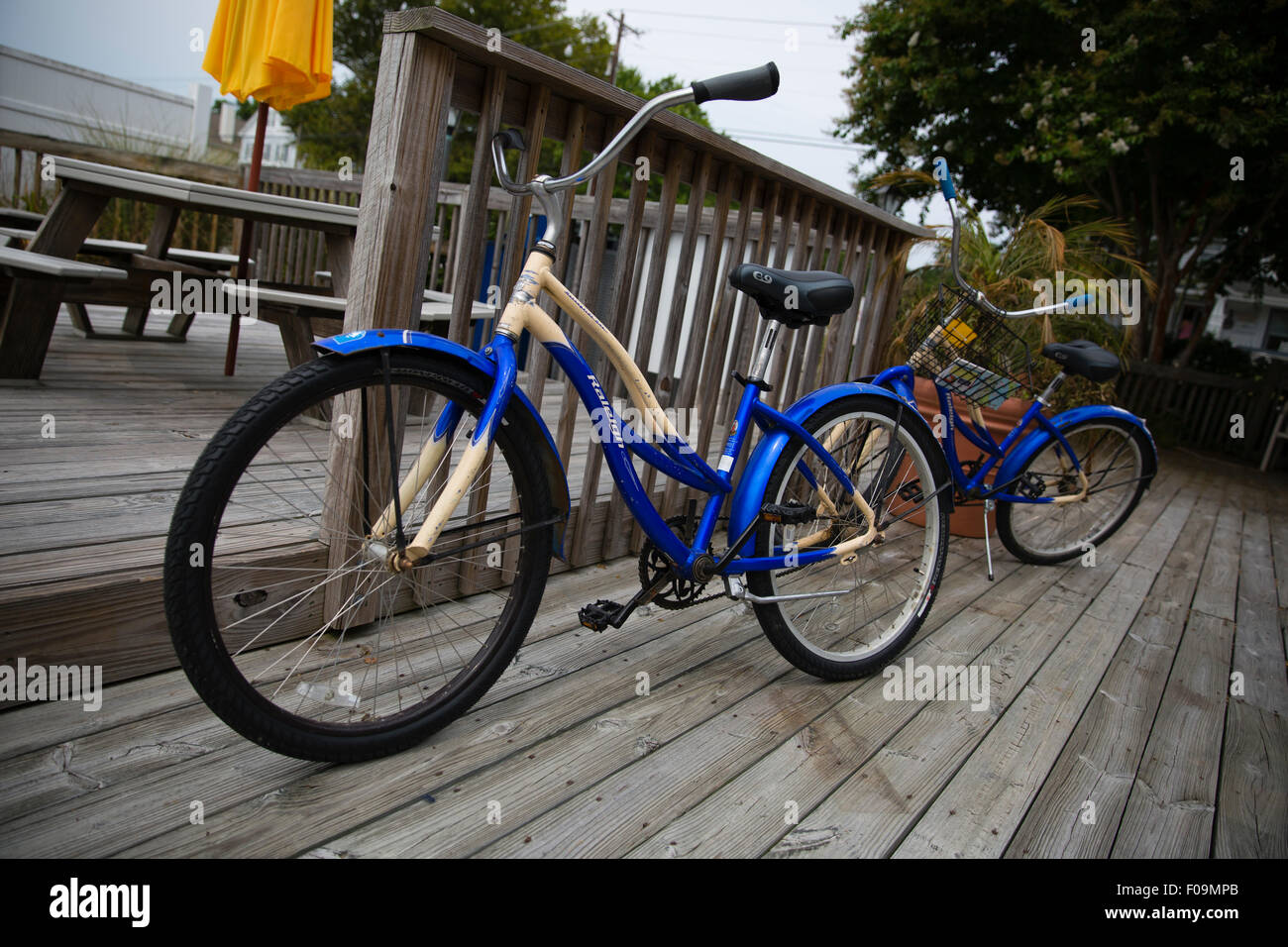 Beach Cruiser biciclette sul Boardwalk Foto Stock