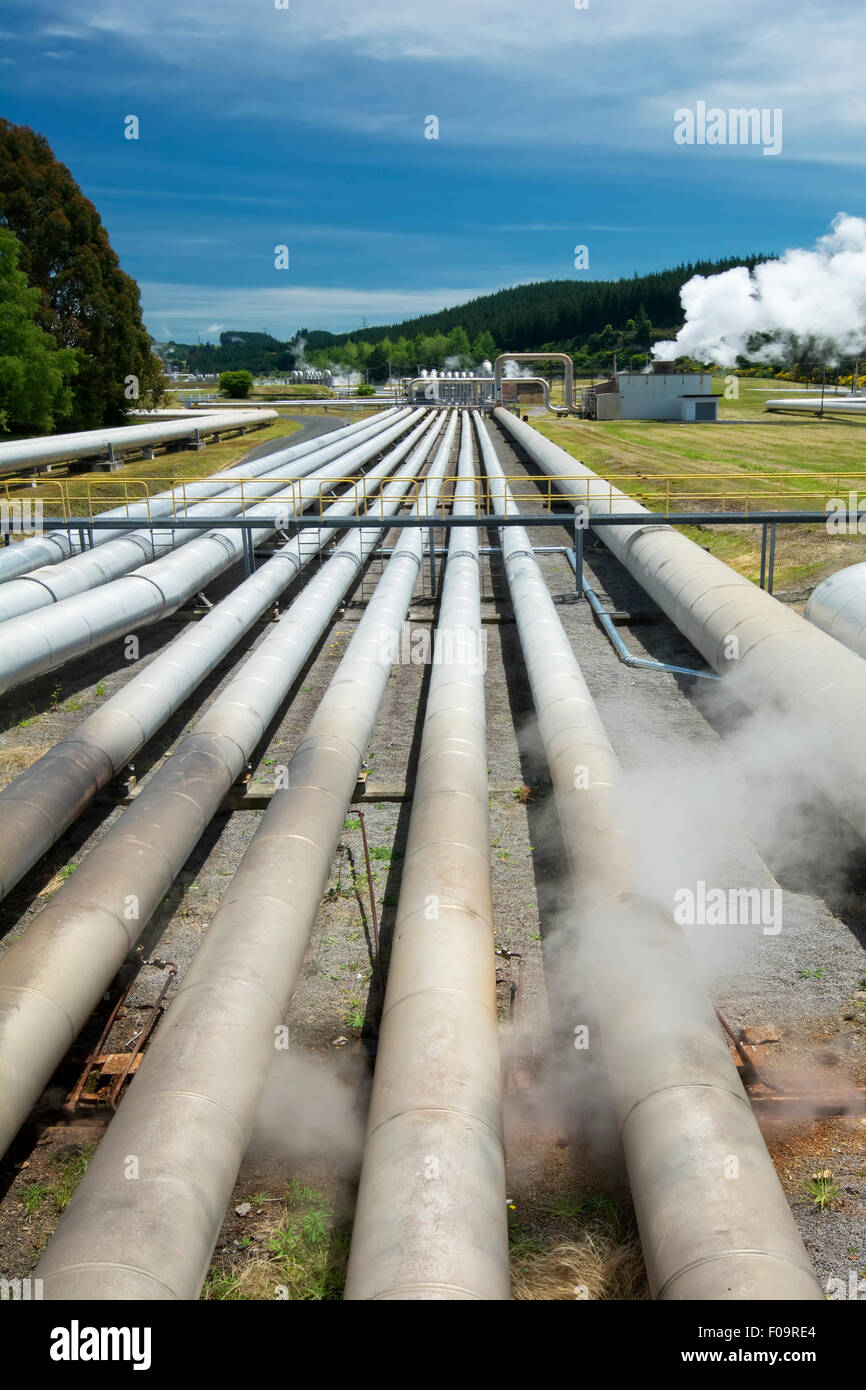 Stazione Elettrica Geotermica vicino il Wairakei campo geotermico in Nuova Zelanda Foto Stock