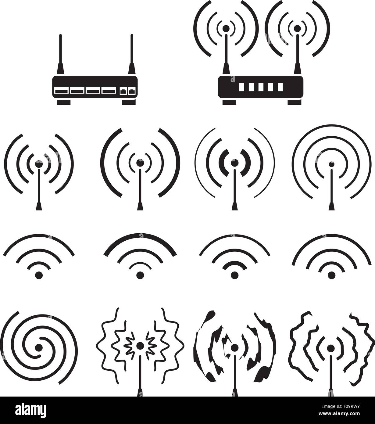 Raccolta di wifi e wireless onda di segnale Illustrazione Vettoriale