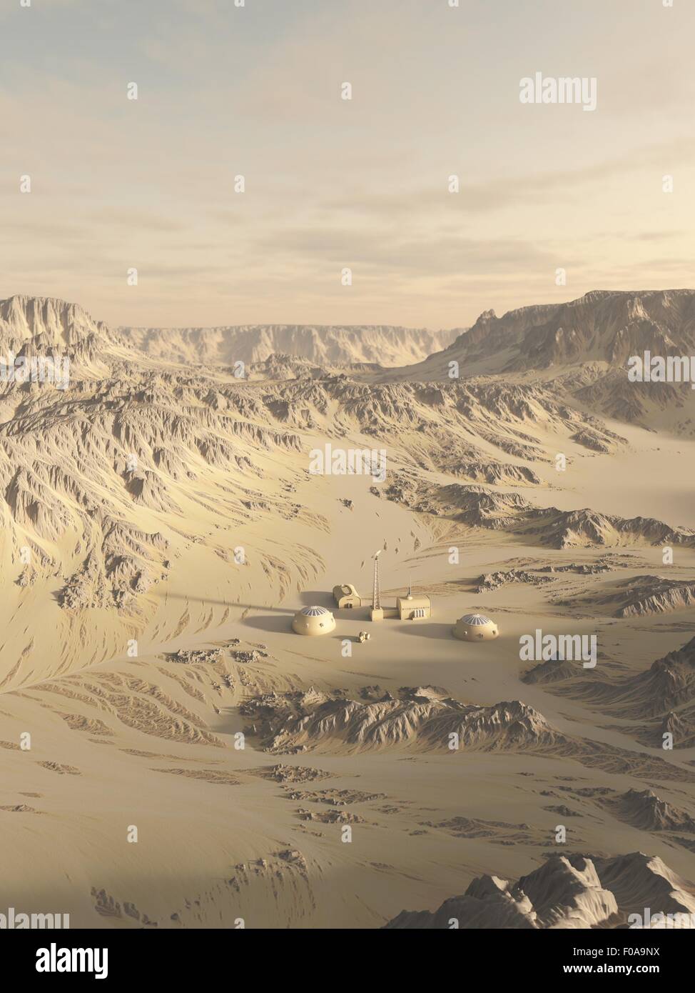 La ricerca di post su un pianeta deserto Foto Stock