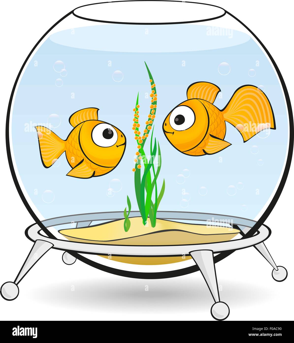 Paio di pesci rossi in un acquario con caviale Illustrazione Vettoriale