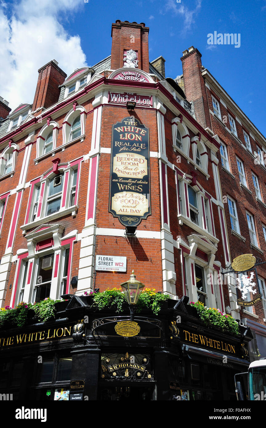 Il White Lion Pub, floreali Street, Covent Garden, la City of Westminster, Londra, Inghilterra, Regno Unito Foto Stock