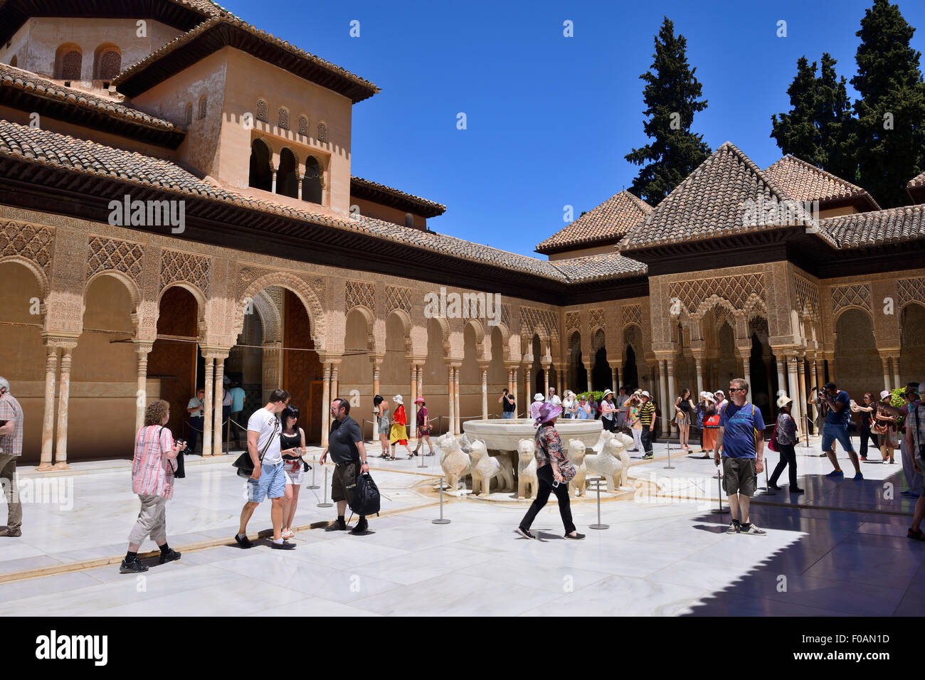 Palacio de Los Leones nel Alhambra Palace complesso, Granada, Andalusia, Spagna Foto Stock