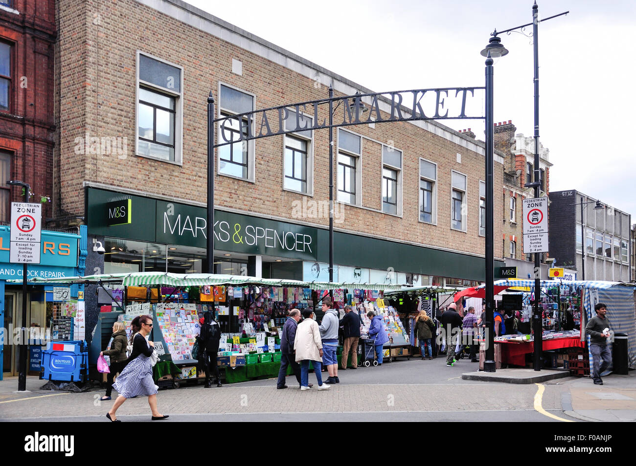 Mercato della cappella, Islington, London Borough di Islington, London, England, Regno Unito Foto Stock