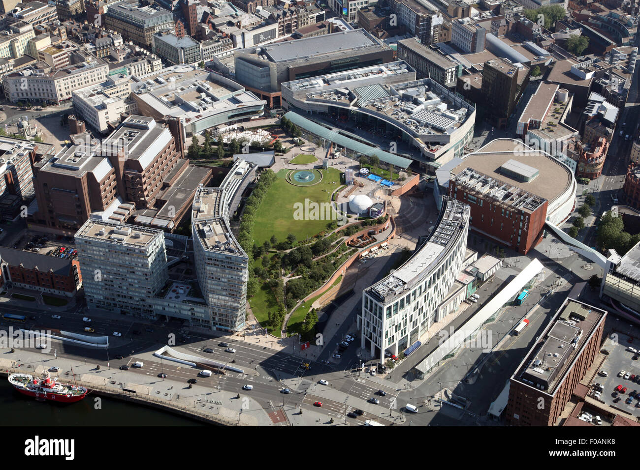 Vista aerea del Chavasse Park di Liverpool, Regno Unito Foto Stock