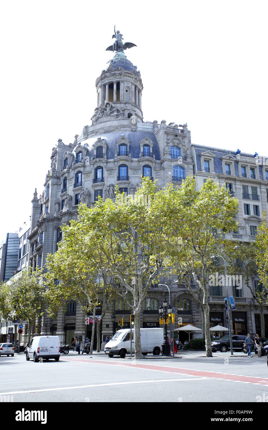 Facciata di edificio a Barcellona, Spagna Foto Stock