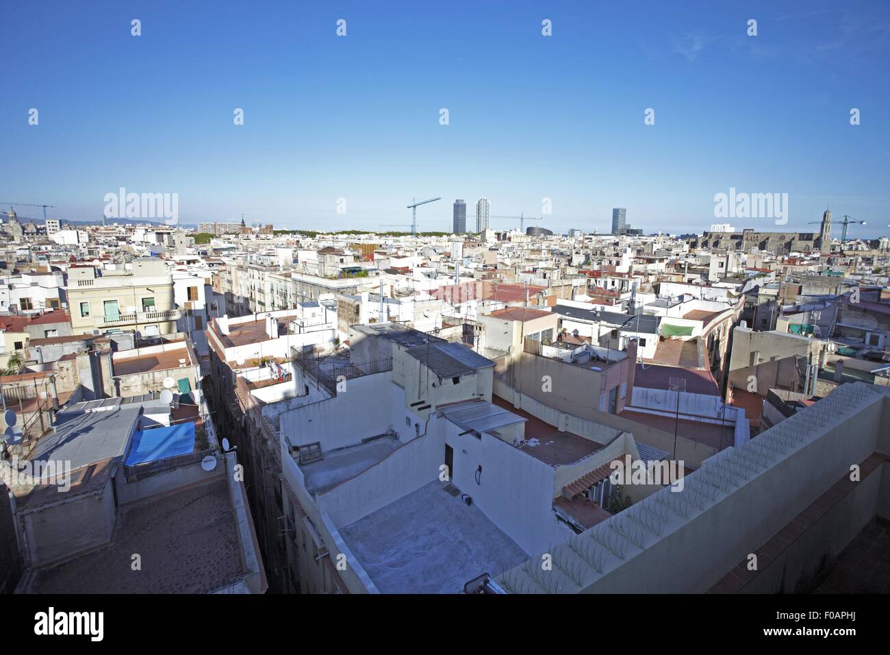 Vista di un paesaggio urbano con Grand Hotel Central a Barcelona, Spagna Foto Stock